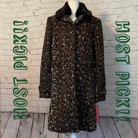 Merona Jackets & Blazers - 🎉HOST PICK!🎉NWT Merona Faux Fur Collared Animal Print Coat, HOT! Large